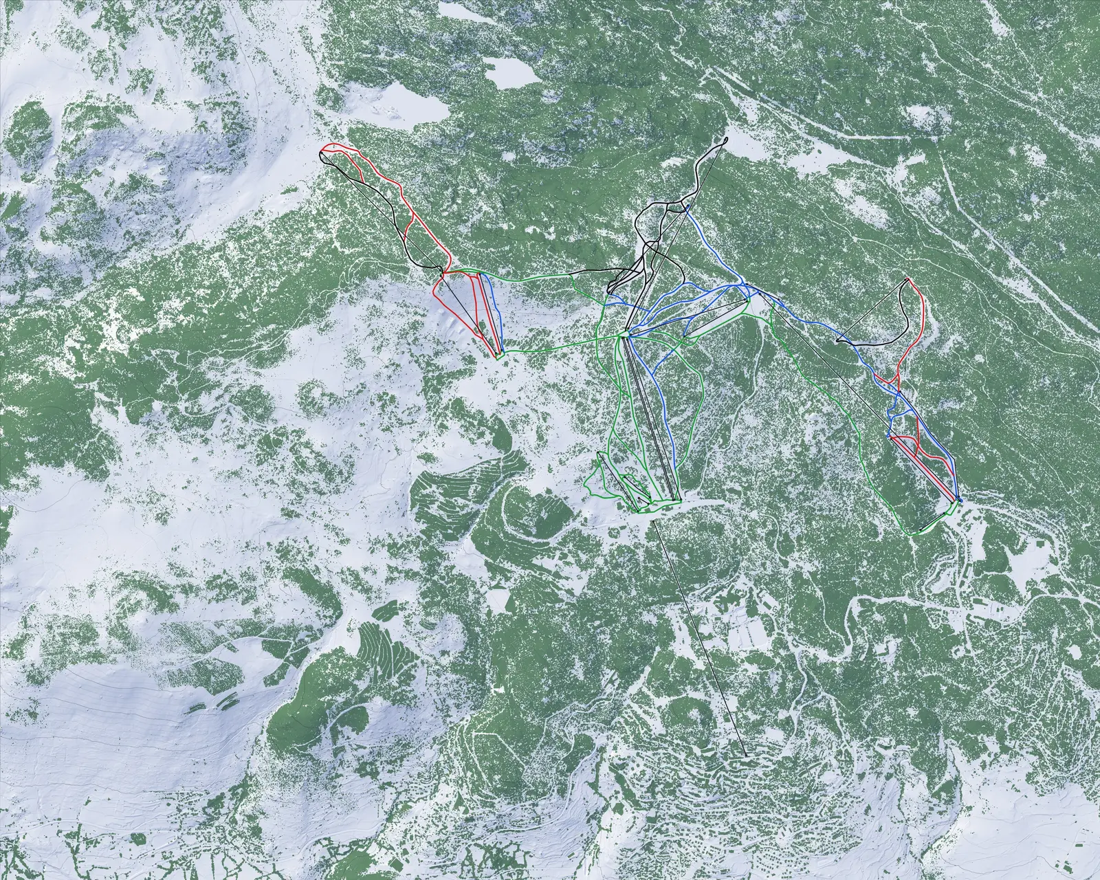 Pistenplan von Font-Romeu Pyrénées 2000: Gelände, Wald und Pisten nach Farbe